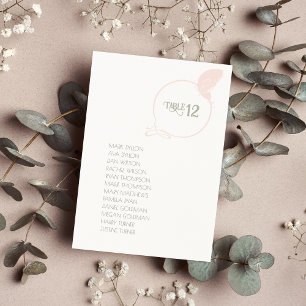 Vintage Art Nouveau Butterfly Blush Pink Wedding Table Number