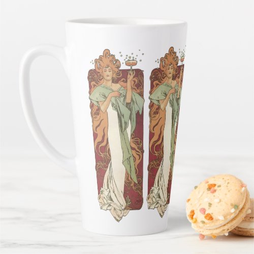 Vintage Art Nouveau by Mucha Champagne Party Latte Mug