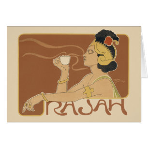 Vintage Art Nouveau Cafe Rajah, Lady with Coffee Cards