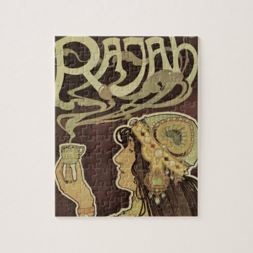 Vintage Art Nouveau Cafe Rajah Woman with Coffee Jigsaw Puzzle