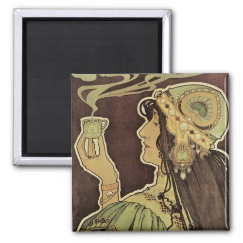 Vintage Art Nouveau Cafe Rajah Woman with Coffee Magnet