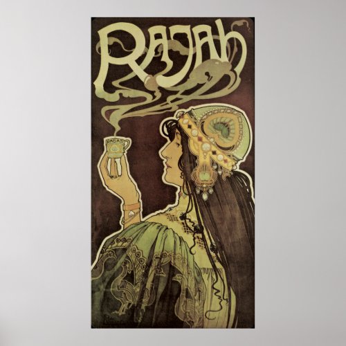 Vintage Art Nouveau Cafe Rajah Woman with Coffee Poster