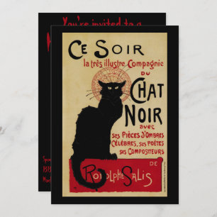 Vintage Art Nouveau, Ce Soir Chat Noir Black Cat Invitation
