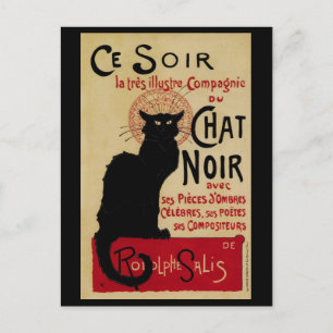 Vintage Art Nouveau, Ce Soir Chat Noir Black Cat Postcard