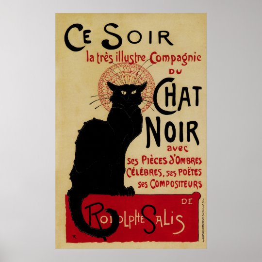 Vintage Art Nouveau Ce Soir Chat Noir Black Cat Poster Zazzle Com