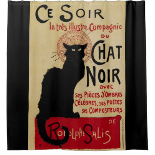 Vintage Art Nouveau, Ce Soir Chat Noir Black Cat Shower Curtain