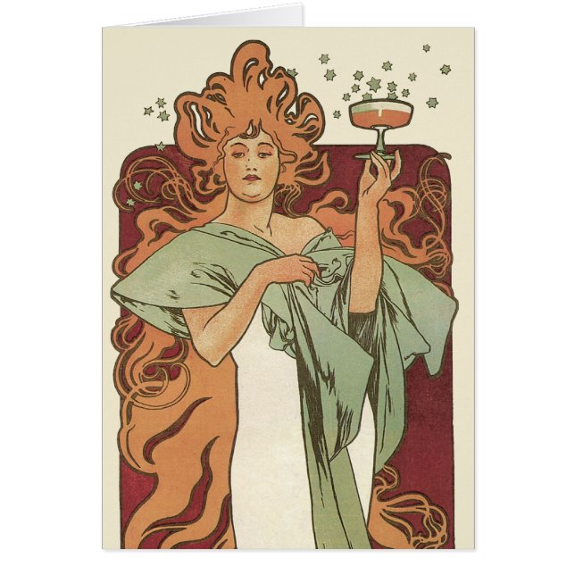 Vintage Art Nouveau, Champagne by Alphonse Mucha (Front)