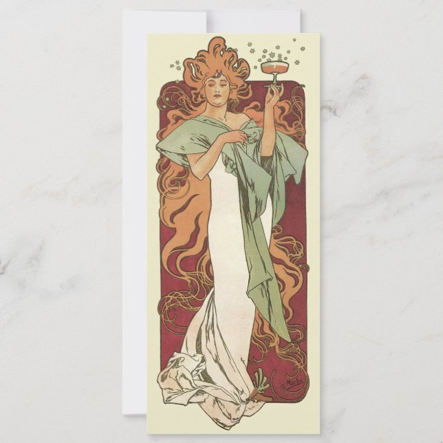 Vintage Art Nouveau, Champagne by Alphonse Mucha Invitation (Front)