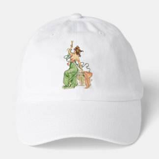 Vintage Art Nouveau Champagne Lady Illustration Hat