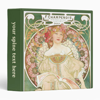 Vintage Art Nouveau, Champenois by Alphonse Mucha 3 Ring Binder