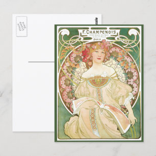 Vintage Art Nouveau, Champenois by Alphonse Mucha Postcard