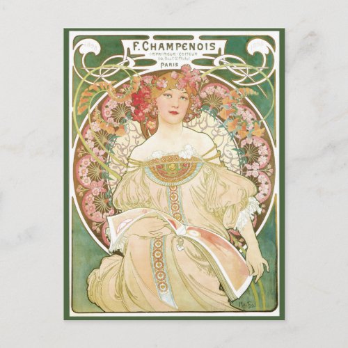 Vintage Art Nouveau Champenois by Alphonse Mucha Postcard