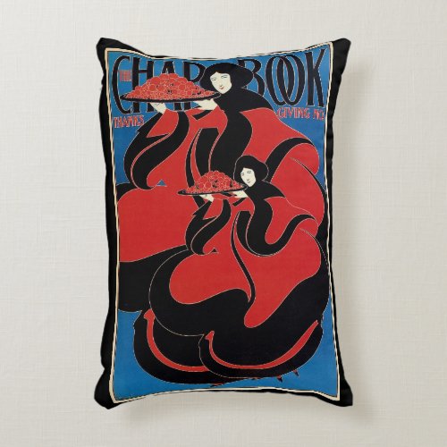 Vintage Art Nouveau Chap Book Thanksgiving Accent Pillow