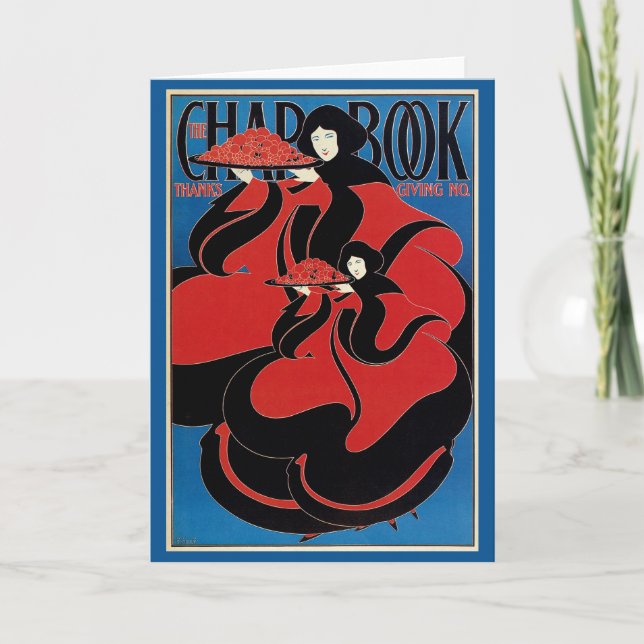 Vintage Art Nouveau Chap Book Thanksgiving Holiday Card (Front)