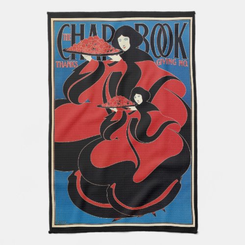 Vintage Art Nouveau Chap Book Thanksgiving Kitchen Towel