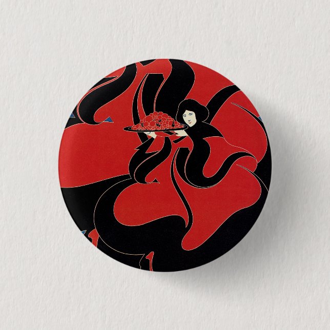 Vintage Art Nouveau Chap Book Thanksgiving Pinback Button (Front)