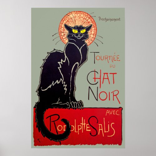 Vintage Art Nouveau Chat Noir Black Cat Art Poster