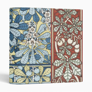 Vintage Art Nouveau Chestnut Floral Pattern 3 Ring Binder