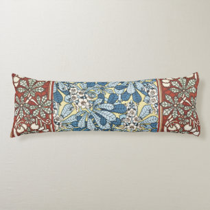 Vintage Art Nouveau Chestnut Floral Pattern Body Pillow