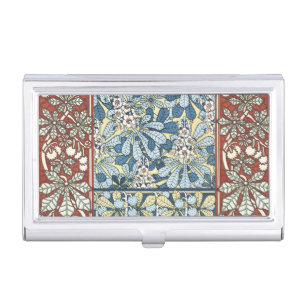 Vintage Art Nouveau Chestnut Floral Pattern Business Card Case