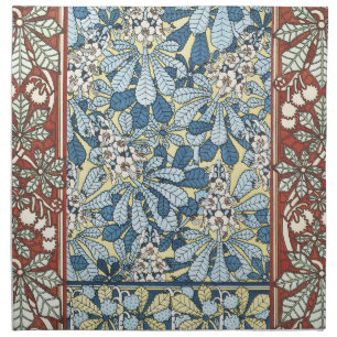 Vintage Art Nouveau Chestnut Floral Pattern Cloth Napkin