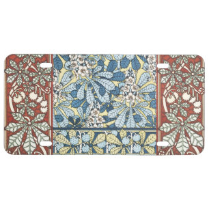 Vintage Art Nouveau Chestnut Floral Pattern License Plate