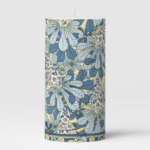 Vintage Art Nouveau Chestnut Floral Pattern Pillar Candle