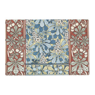 Vintage Art Nouveau Chestnut Floral Pattern Placemat