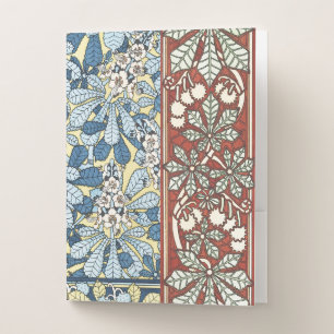 Vintage Art Nouveau Chestnut Floral Pattern Pocket Folder