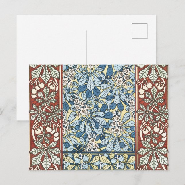 Vintage Art Nouveau Chestnut Floral Pattern Postcard (Front/Back)