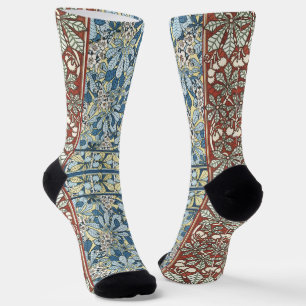 Vintage Art Nouveau Chestnut Floral Pattern Socks