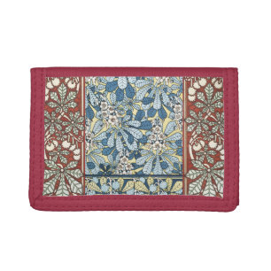 Vintage Art Nouveau Chestnut Floral Pattern Tri-fold Wallet
