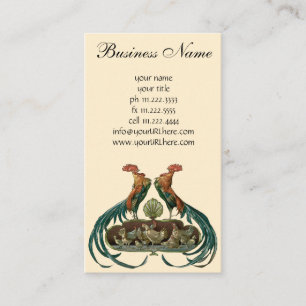 Vintage Art Nouveau Chickens and Roosters Business Card