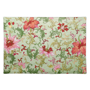 Vintage Art Nouveau Chinese Floral Chinoiserie Cloth Placemat