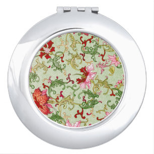 Vintage Art Nouveau Chinese Floral Chinoiserie Compact Mirror