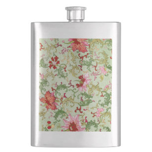 Vintage Art Nouveau Chinese Floral Chinoiserie Flask
