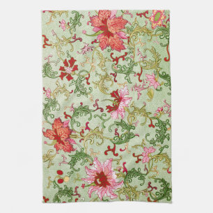 Vintage Art Nouveau Chinese Floral Chinoiserie Kitchen Towel