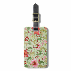 Vintage Art Nouveau Chinese Floral Chinoiserie Luggage Tag