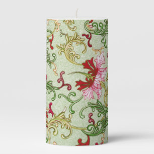 Vintage Art Nouveau Chinese Floral Chinoiserie Pillar Candle