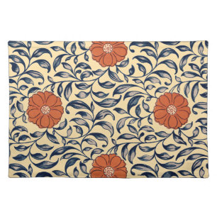 Vintage Art Nouveau Chinese Peony Floral Pattern Cloth Placemat