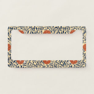 Vintage Art Nouveau Chinese Peony Floral Pattern License Plate Frame