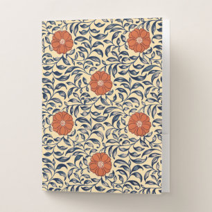 Vintage Art Nouveau Chinese Peony Floral Pattern Pocket Folder