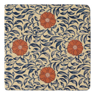 Vintage Art Nouveau Chinese Peony Floral Pattern Trivet