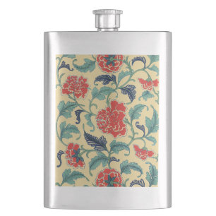 Vintage Art Nouveau Chinese Red Floral Chinoiserie Flask