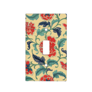 Vintage Art Nouveau Chinese Red Floral Chinoiserie Light Switch Cover