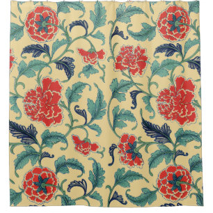 Vintage Art Nouveau Chinese Red Floral Chinoiserie Shower Curtain