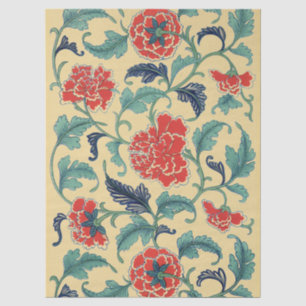 Vintage Art Nouveau Chinese Red Floral Chinoiserie Tissue Paper