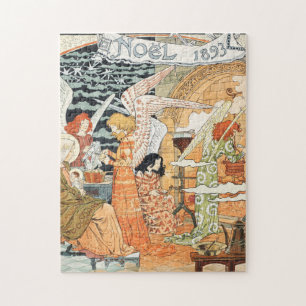 Vintage Art Nouveau Christmas Angels and Madonna Jigsaw Puzzle