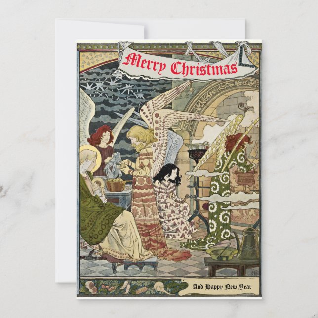 Vintage Art Nouveau Christmas Nativity 1893 Holiday Card (Front)