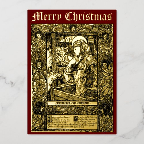 Vintage Art Nouveau Christmas Nativity 1898 Foil Holiday Card